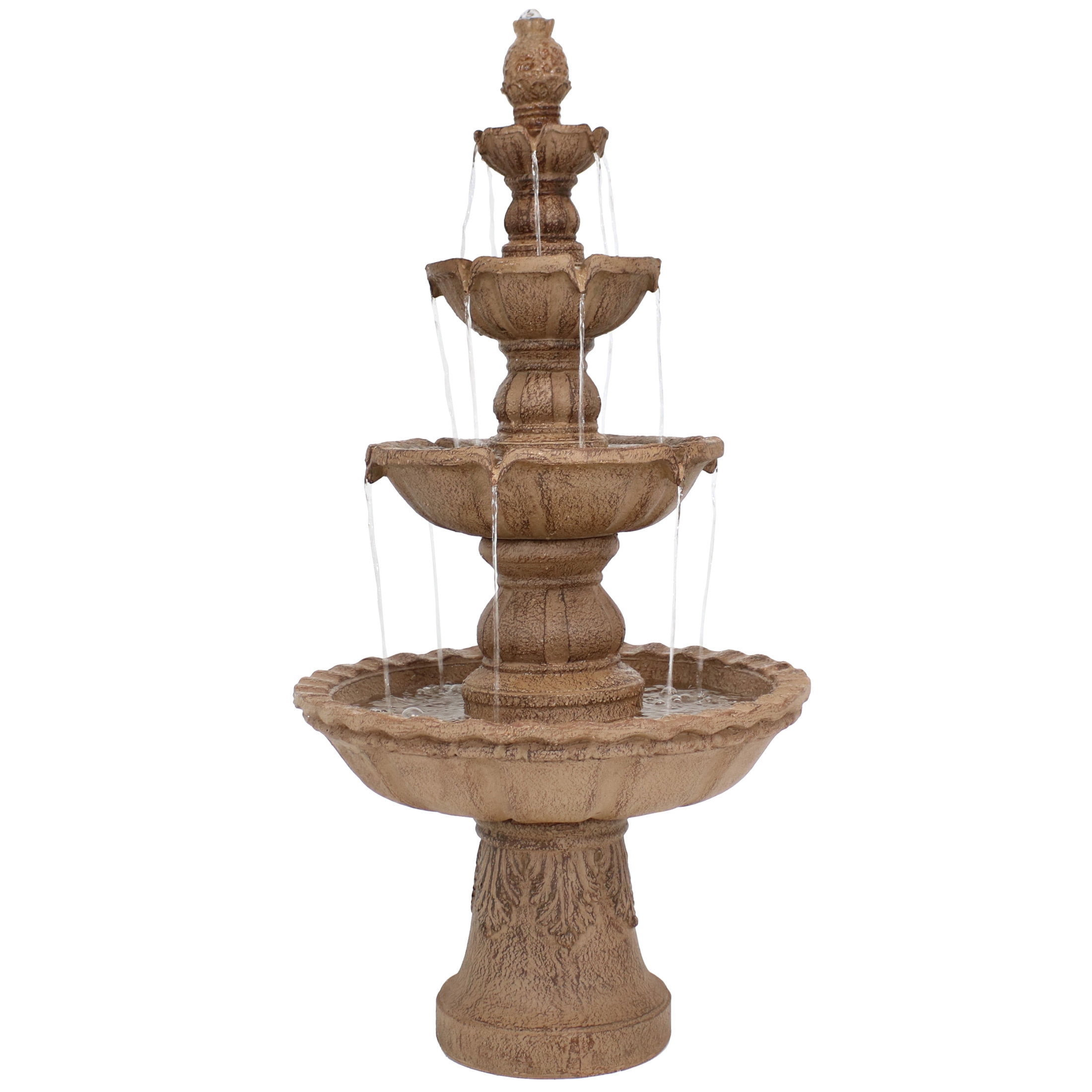 Tan Fiberglass Resin 4-Tier Pineapple Outdoor Water Fountain