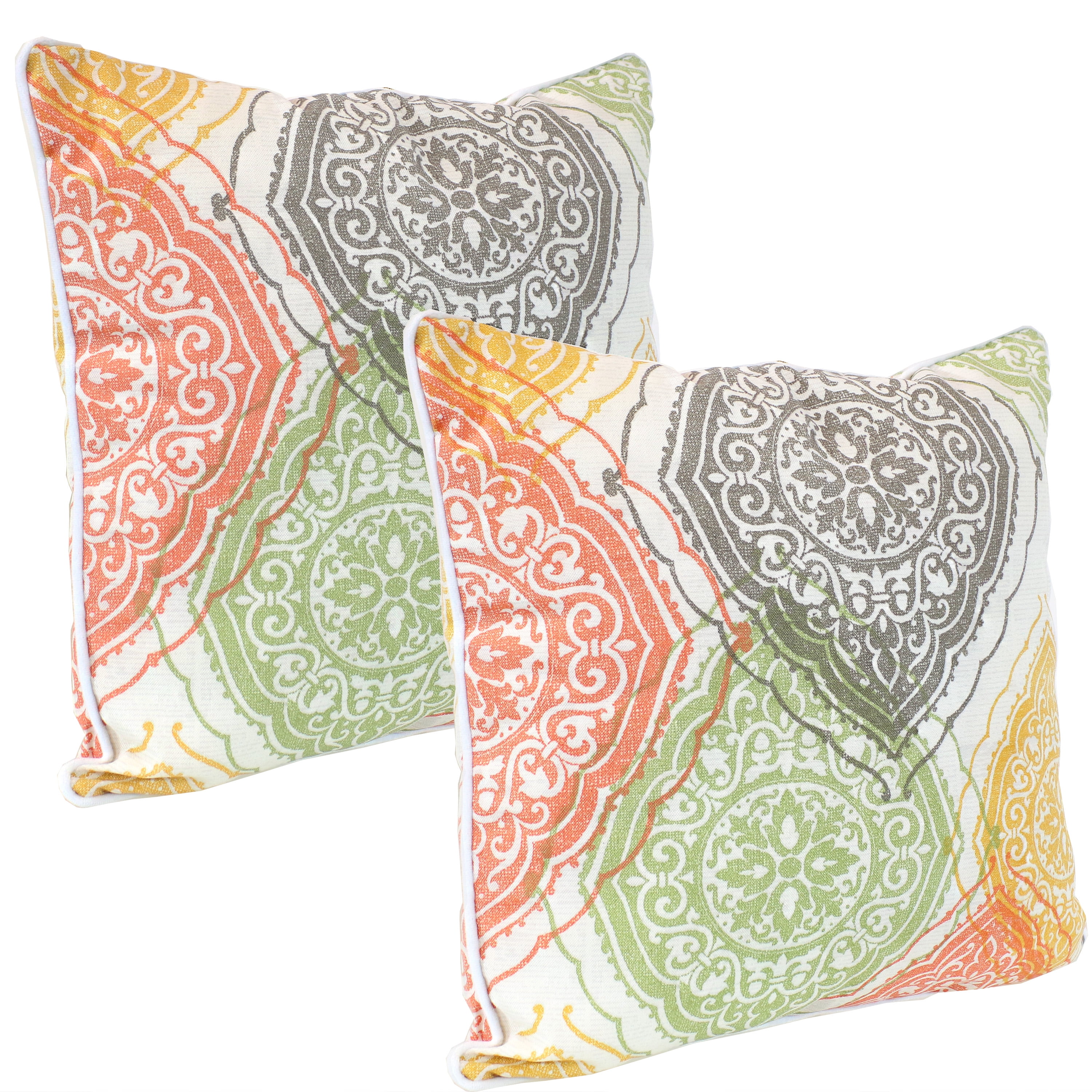 Muted Damask Mandalas Square Polyester Throw Pillows Set