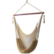 Sunnydaze Polyester Rope Hammock Hanging Chair with Spreader Bar - Tan