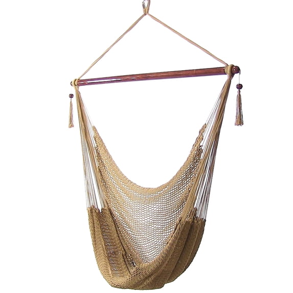 Sunnydaze Polyester Rope Hammock Hanging Chair with Spreader Bar - Tan