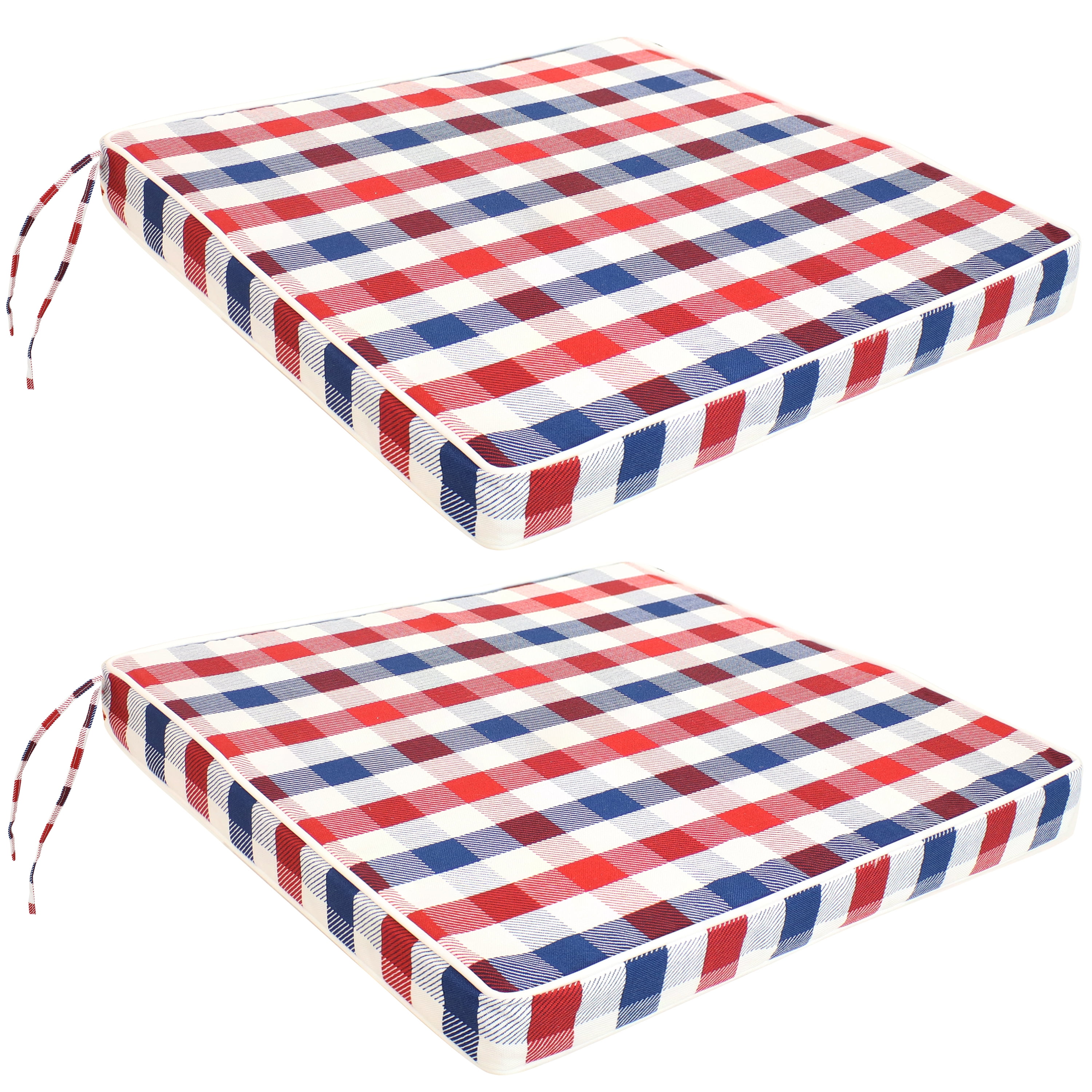 Americano Plaid 17" Square Indoor/Outdoor Polyester Seat Cushions, 2-Pack