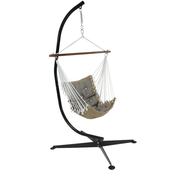 Sunnydaze Polyester Tufted Victorian Hammock Hanging Chair with C-Stand - Gray