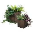 thumbnail image 1 of Sunnydaze Modern Assorted Square Brown Polyrattan Indoor Planter with Liner 2-Count, 1 of 8