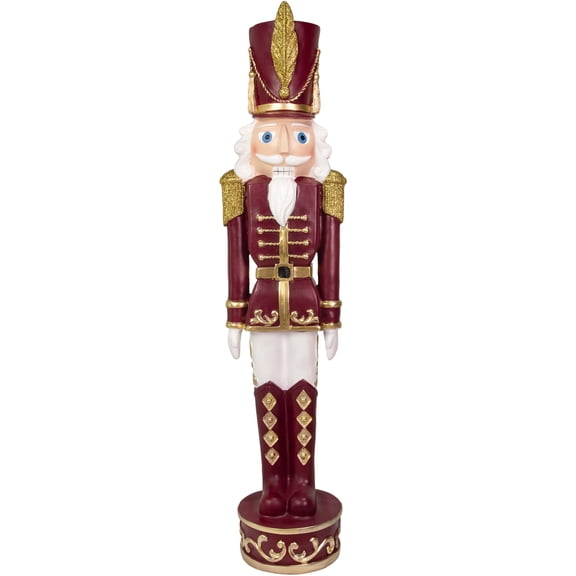 Sunnydaze Polyresin Kristoff the Christmas Nutcracker Statue, 37", 2-Count, Cranberry & Gold