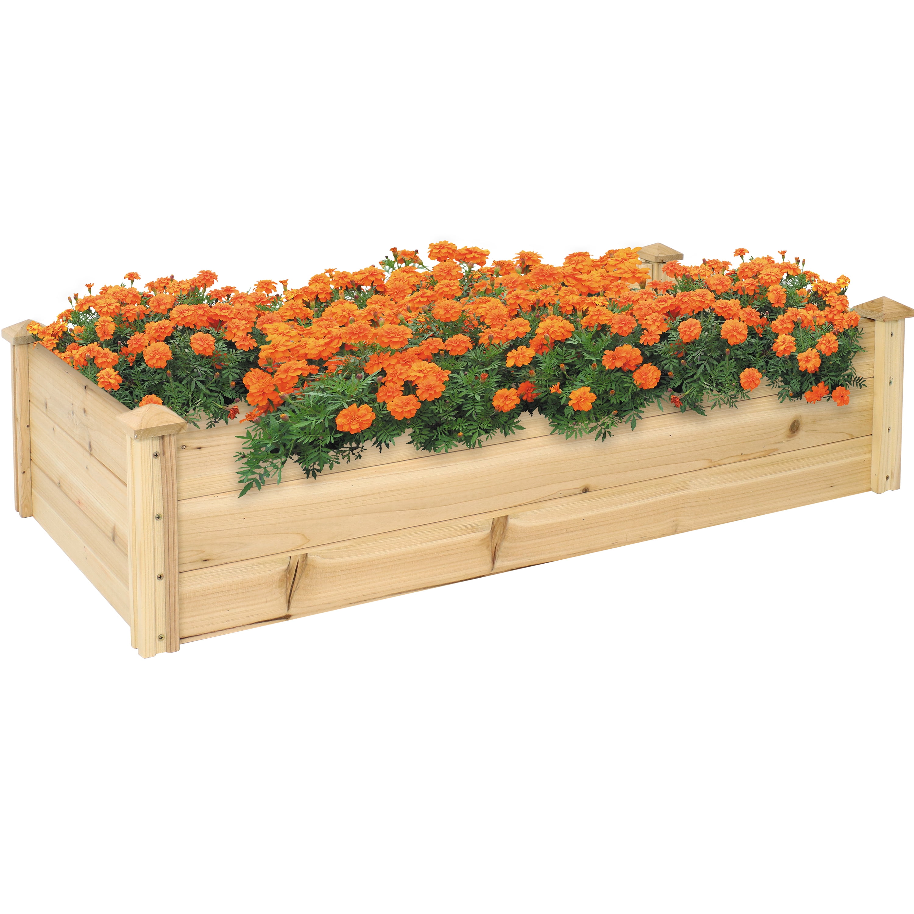 "Sunnydaze Outdoor Elevated Flower Planter Box Rectangular Wood