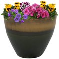 thumbnail image 1 of Sunnydaze Resort 13.5" x 13.5" x 12" Round Forest Lake Green Ceramic Outdoor Planter, 1 of 14