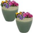thumbnail image 1 of Sunnydaze Resort Ceramic Outdoor Flower Pot Planter - Seafoam - 10" - Set of 2, 1 of 7
