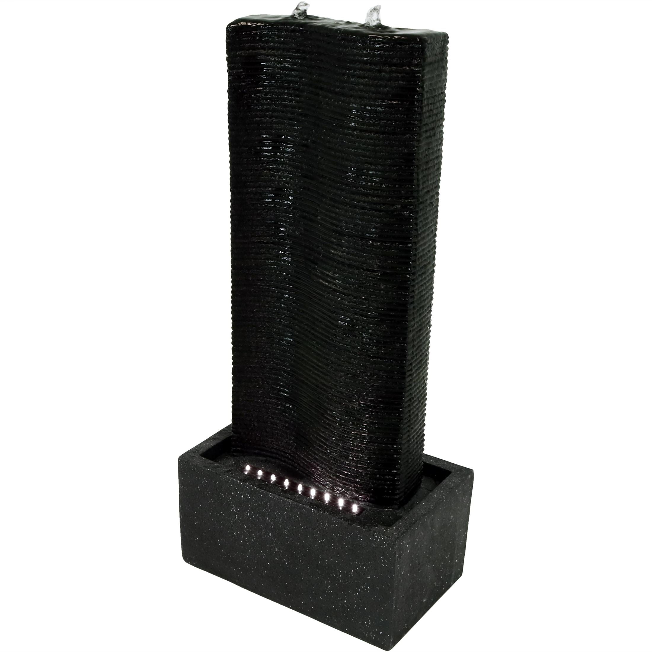 Sunnydaze Rippling Tower Polyresin Outdoor Water Fountain with Lights