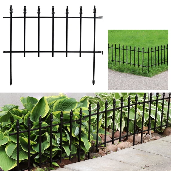 Sunnydaze Roman 18" x 22" Black Iron Decorative Garden Fence Panels (20 Count)