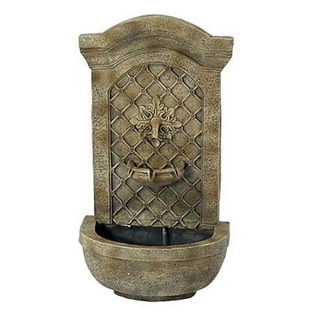 Sunnydaze Rosette Leaf Polystone Outdoor Solar Wall Fountain, Florentine Finish
