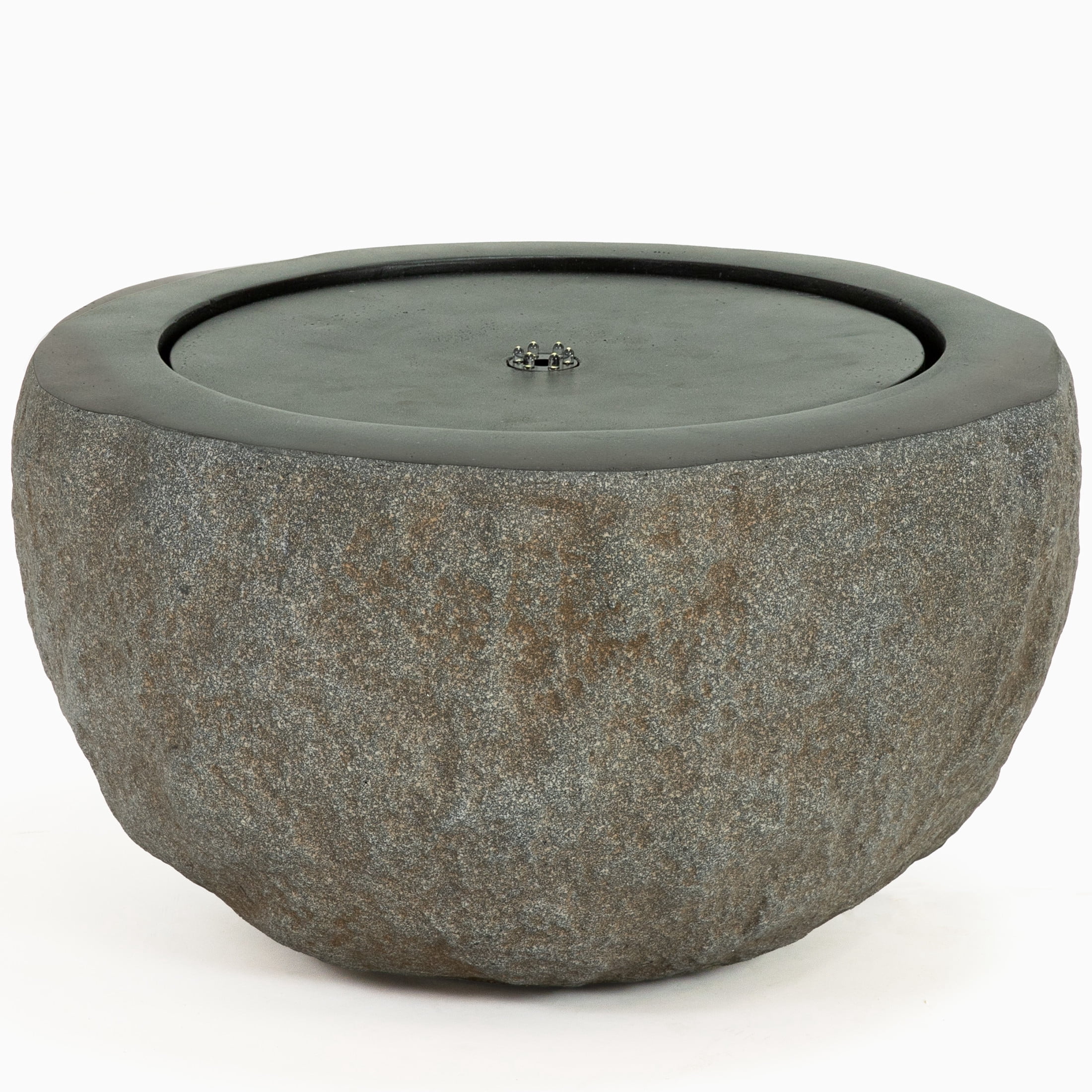 Sunnydaze Round Bowl Gray Outdoor Bubble Fountain, LED Light