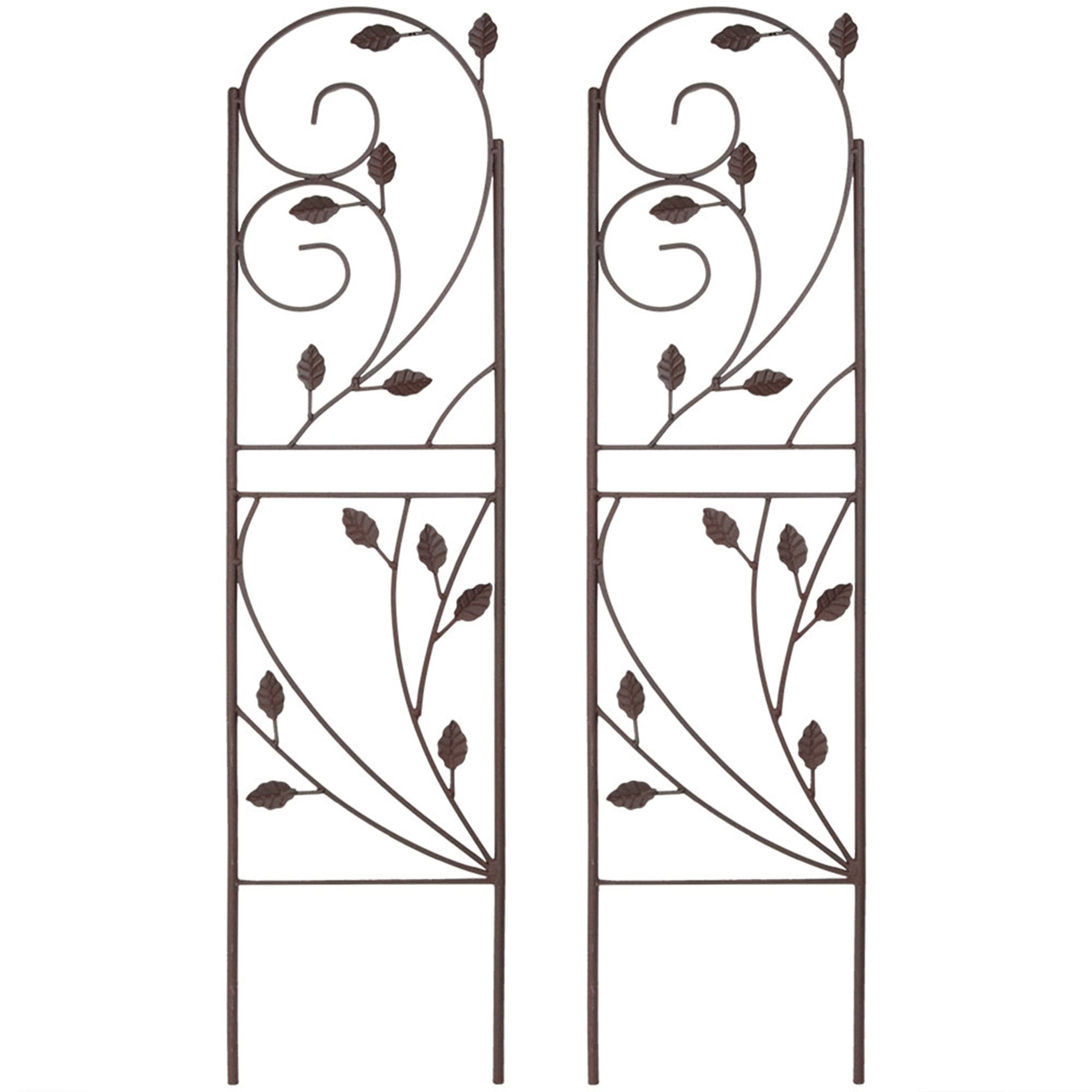 Rustic Brown Metal Garden Trellis Set for Climbing Plants