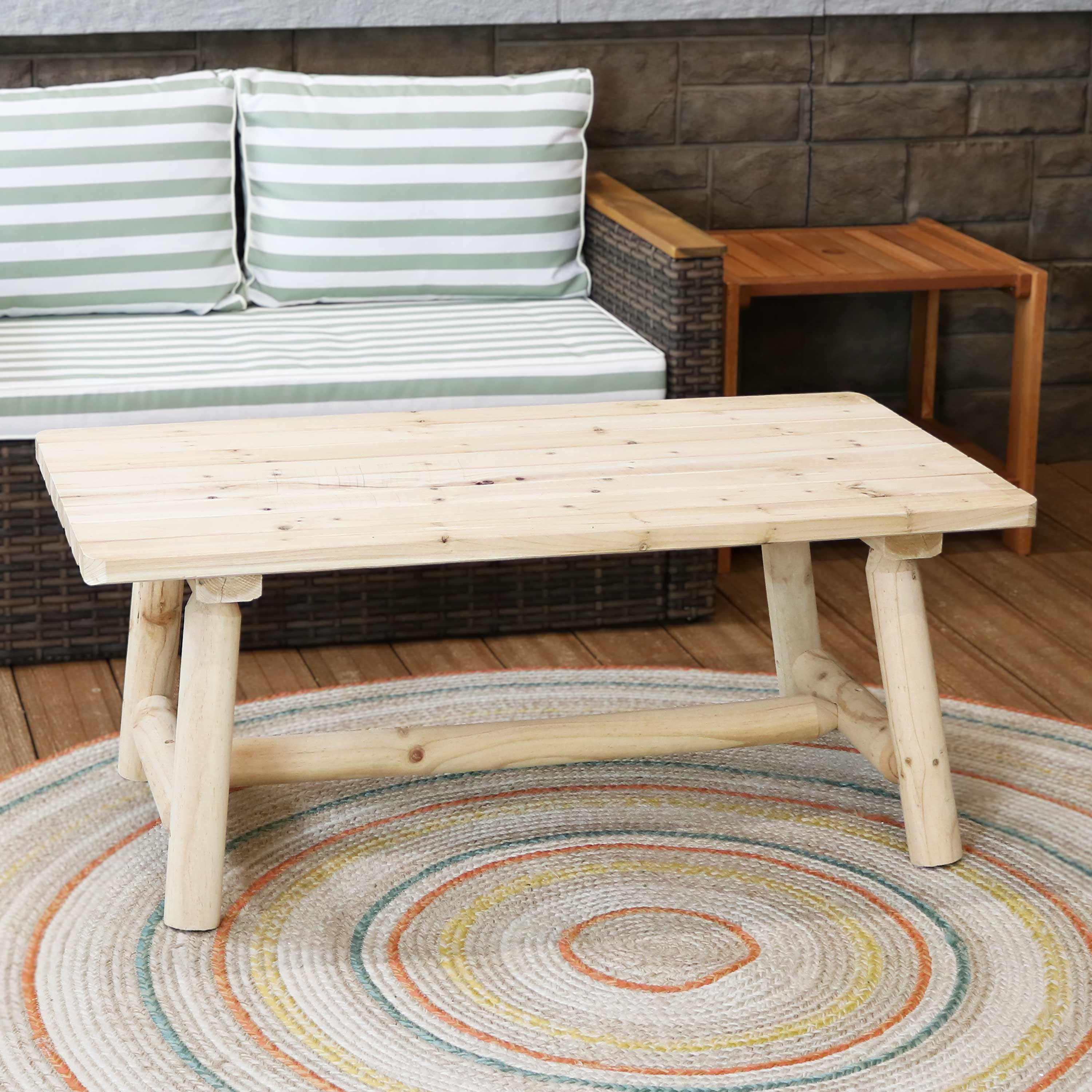 Rustic Unfinished Natural Fir Wood 41'' Coffee Table