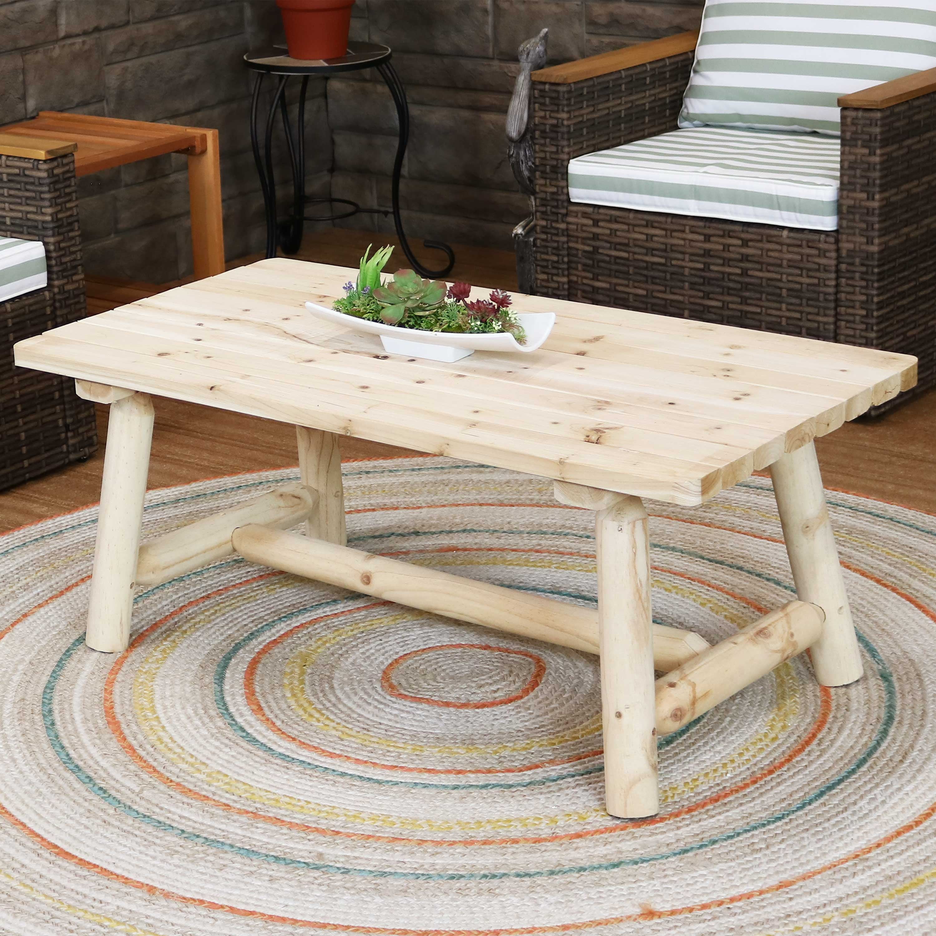 Rustic Unfinished Natural Fir Wood 41'' Coffee Table