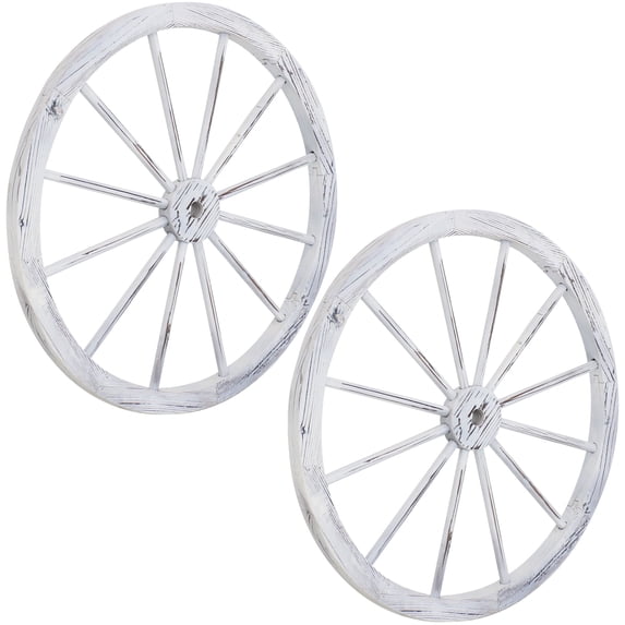 Sunnydaze Rustic White Fir Wood Decorative Wagon Wheel (2 Count)
