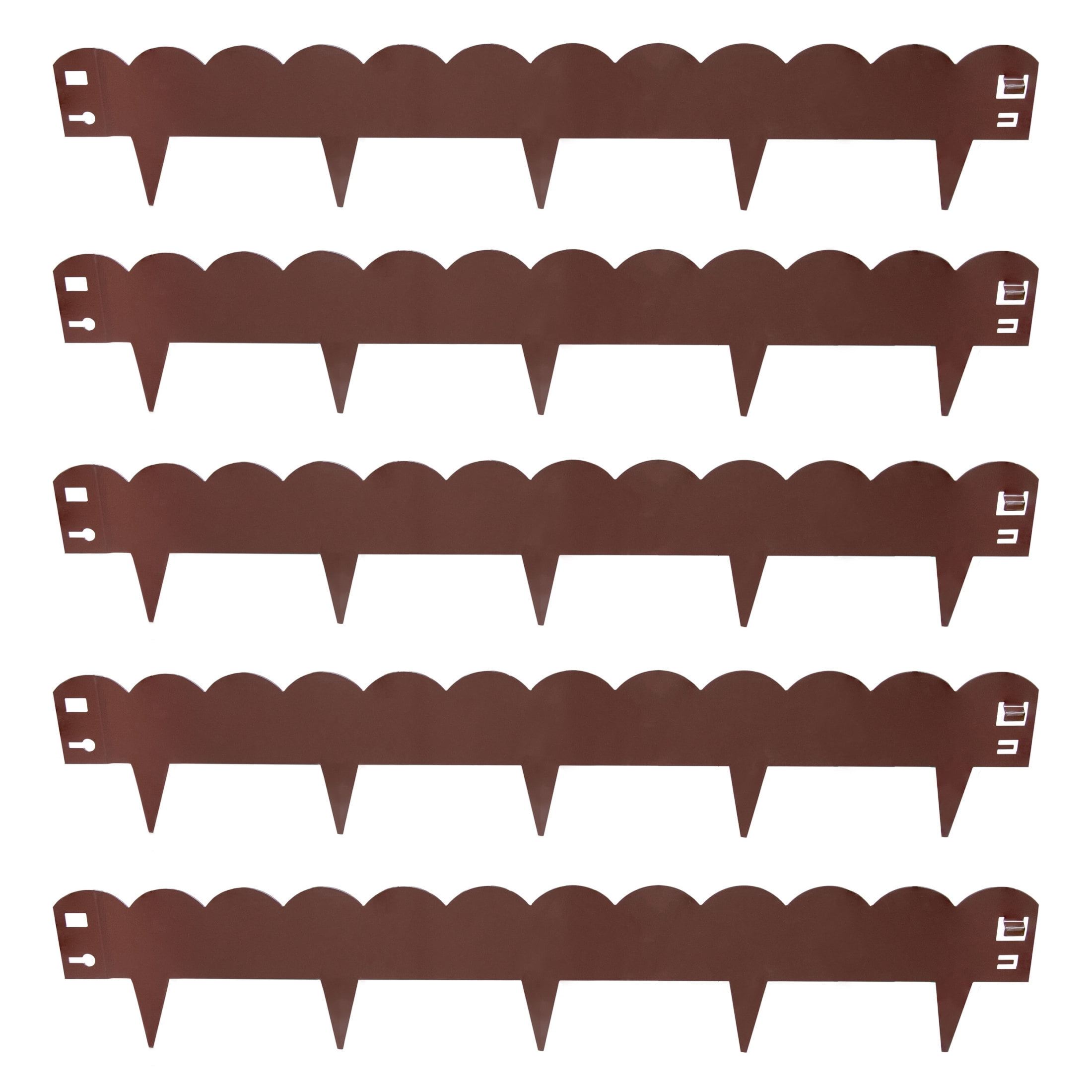 Sunnydaze Scalloped 7.25" x 41.75" Brown Steel Landscape Edging Border (5 Pack)