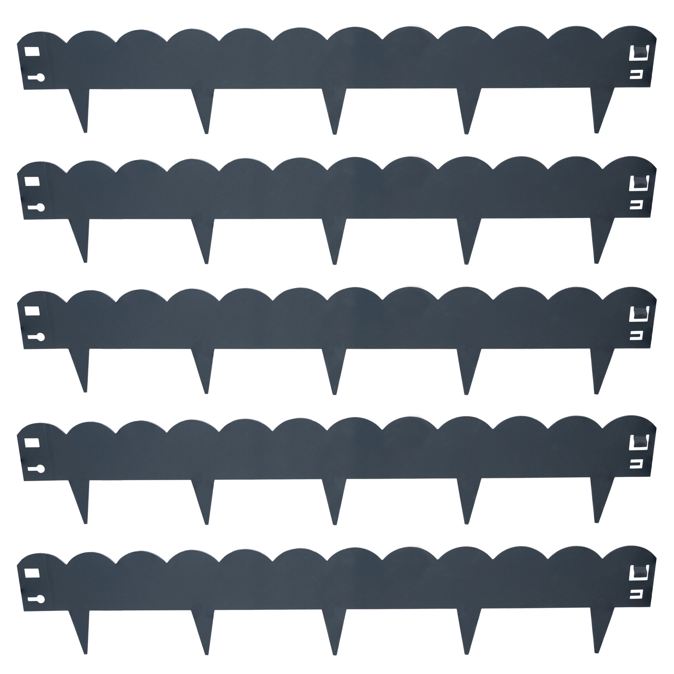 Gray Steel Scalloped Garden Landscape Edging Border, 41.75" Wide