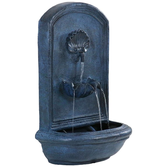 Sunnydaze Seaside Outdoor Solar Wall Fountain - 27" H - Solar Only - Lead