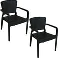 thumbnail image 1 of Sunnydaze Segonia Plastic Outdoor Dining Armchair - Set of 2, Black, 1 of 12