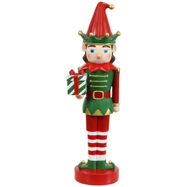 Sunnydaze Polyresin Jingles the Elf Christmas Nutcracker Statue, 17"