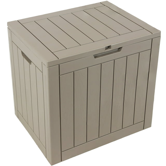 Sunnydaze Small Deck Box with Storage and Lockable Lid - 32 Gal. - Driftwood