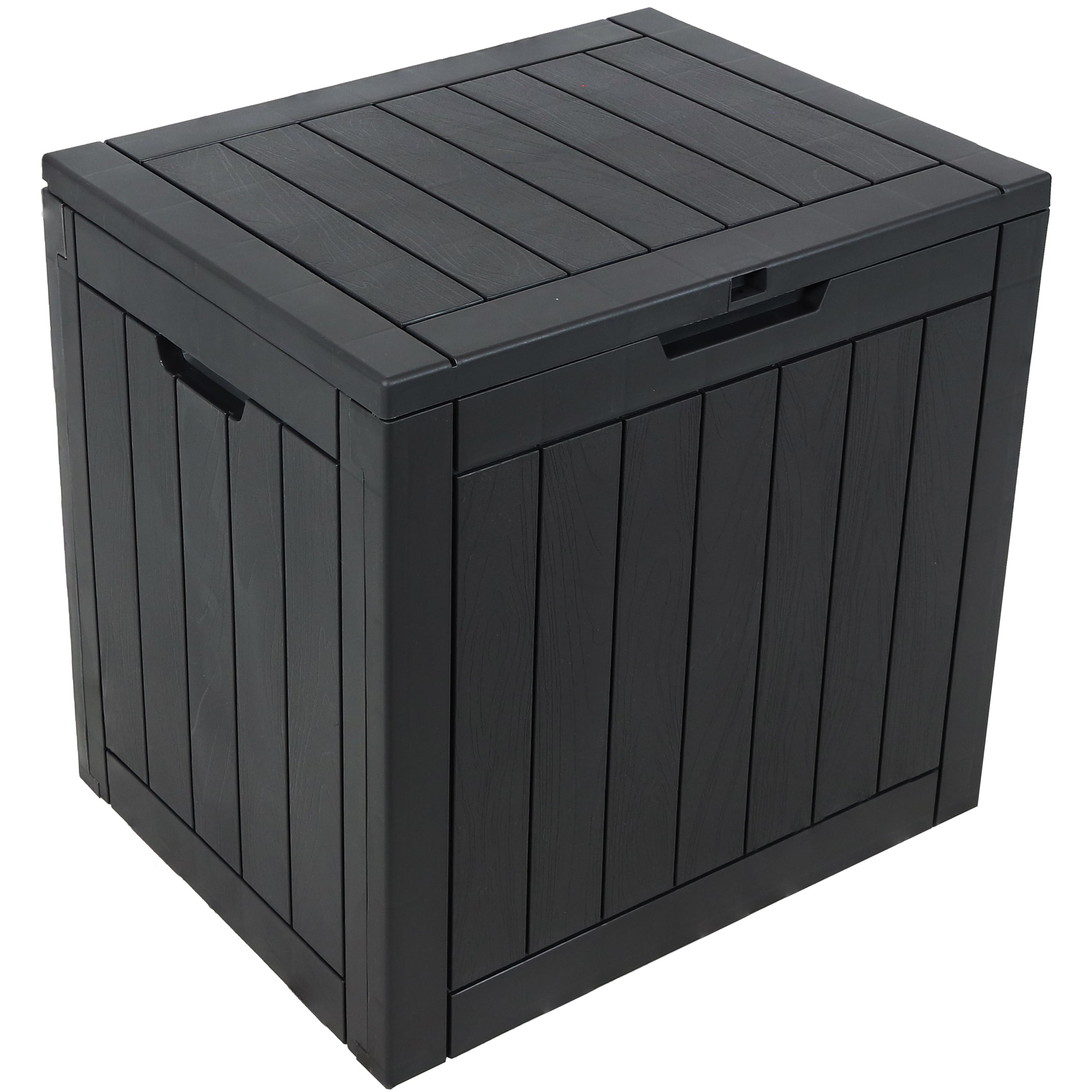 Phantom Gray Lockable Resin Deck Box with Faux Wood Design