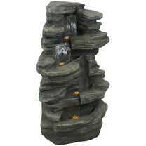 Sunnydaze Stacked Shale Rock Polyresin Outdoor Water Fountain with Lights