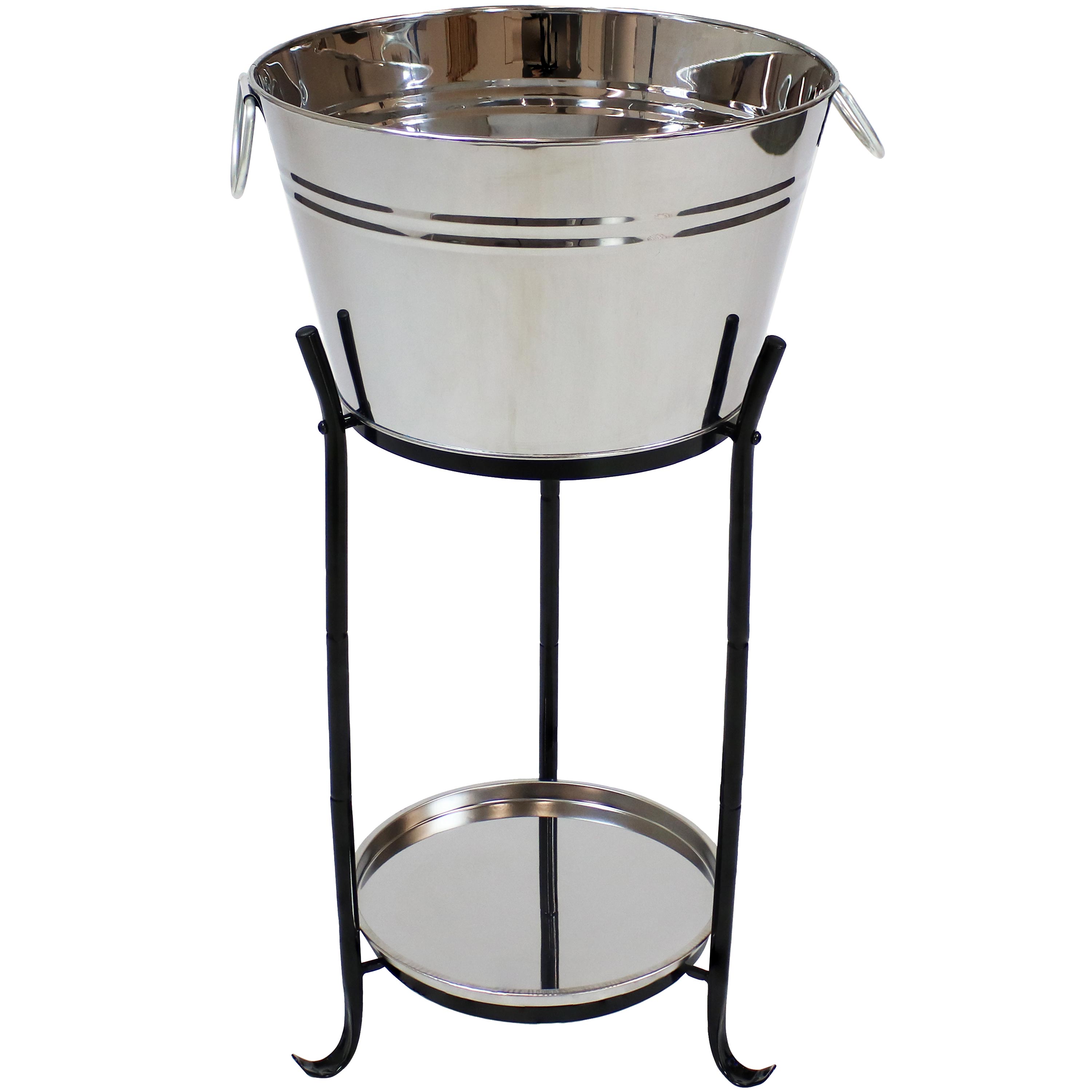 Sunnydaze Stainless Steel Ice Bucket Drink Cooler with Stand - image 1 of 11