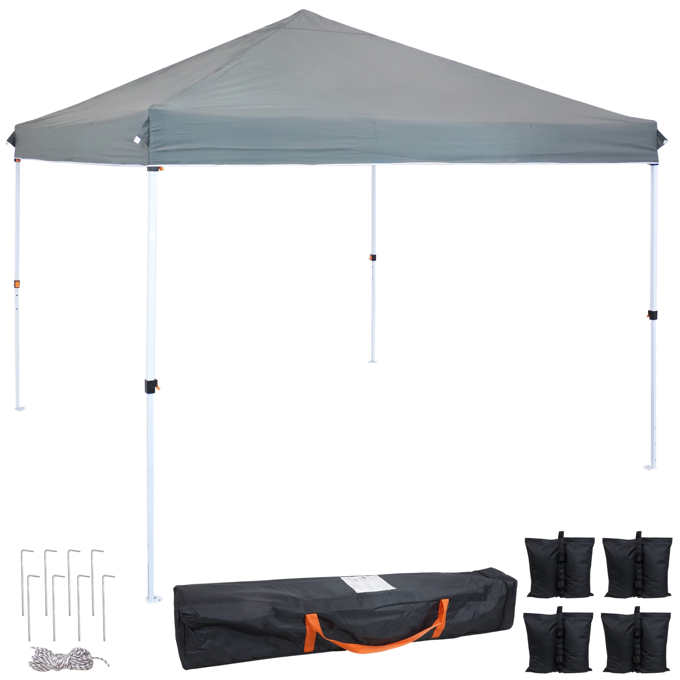 12 Ft. Gray Steel Pop-Up Canopy with Sandbags