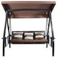 thumbnail image 1 of Sunnydaze Steel 3-Seat Deluxe Patio Swing with Canopy and Cushions, Brown, 1 of 9