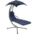 thumbnail image 1 of Sunnydaze Steel Outdoor Floating Chaise Lounge Chair with Canopy - Navy, 1 of 9