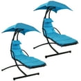 thumbnail image 1 of Sunnydaze Steel Outdoor Floating Chaise Lounge Chair with Stand and Canopy - Set of 2, Teal, 1 of 8