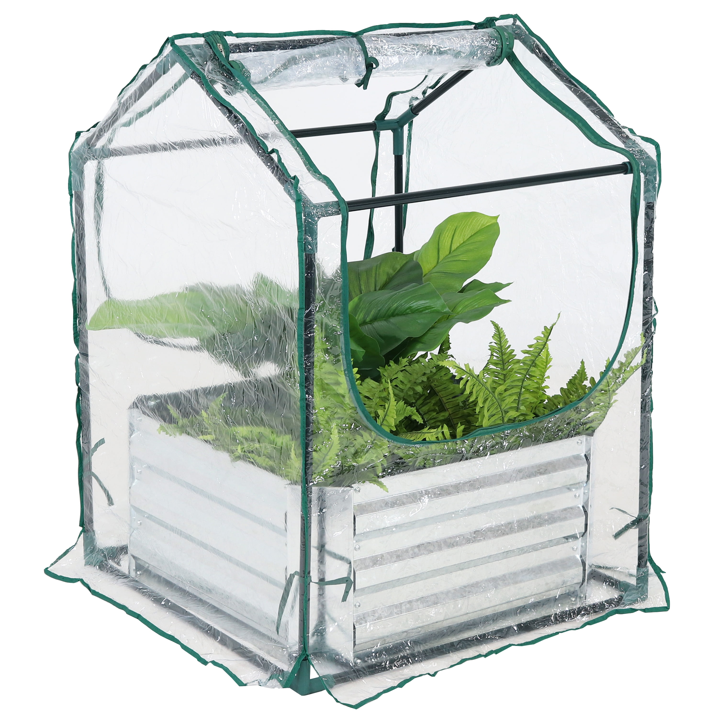 Clear PVC and Steel Raised Garden Bed with Greenhouse Cover