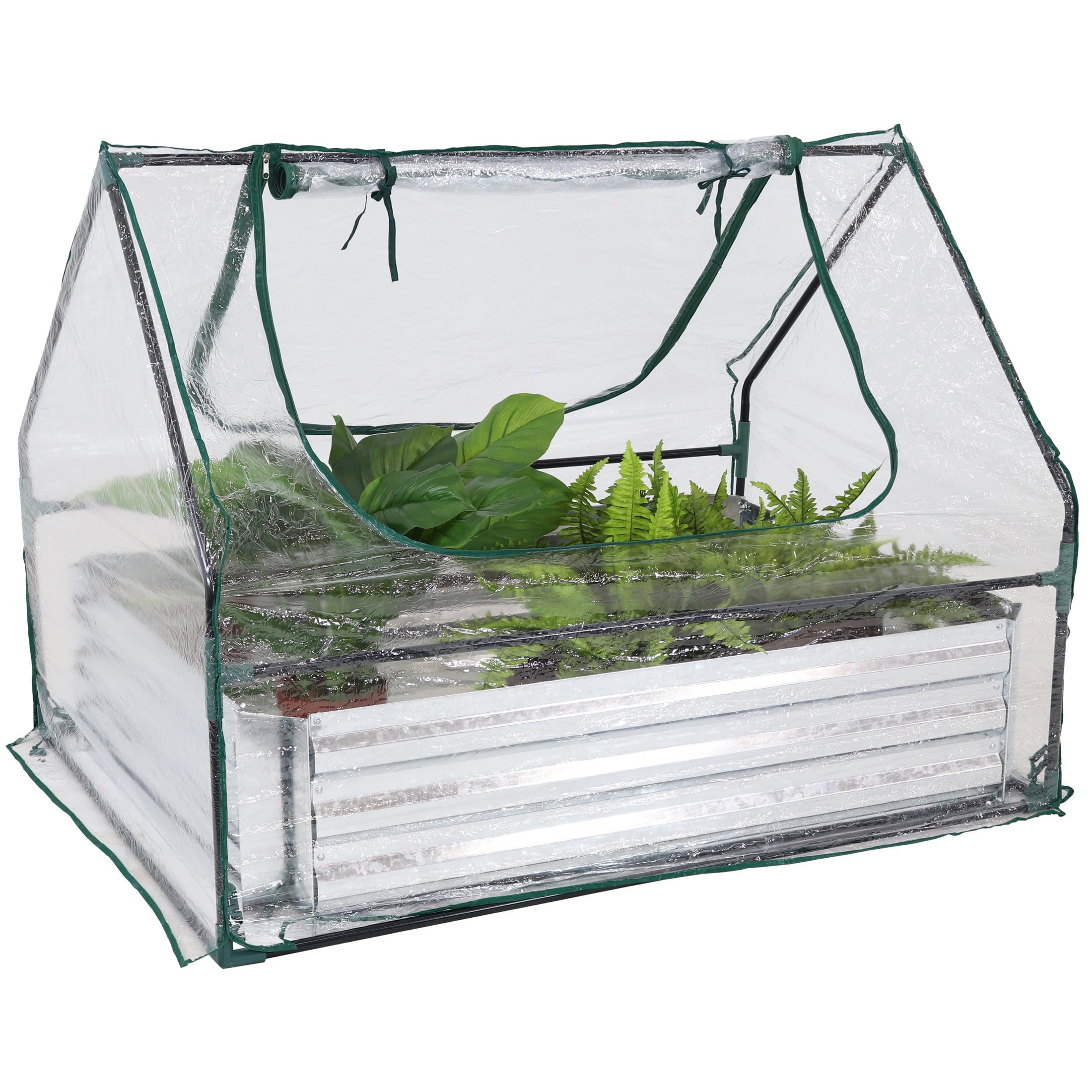 Clear PVC and Galvanized Steel Raised Garden Bed with Cover