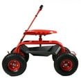 thumbnail image 1 of Sunnydaze Steel Rolling Garden Cart Scooter with Swivel Seat and Steering Handle, Red, 1 of 12