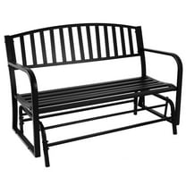 Sunnydaze Steel Slat Back 2-Person Outdoor Glider Bench, Black
