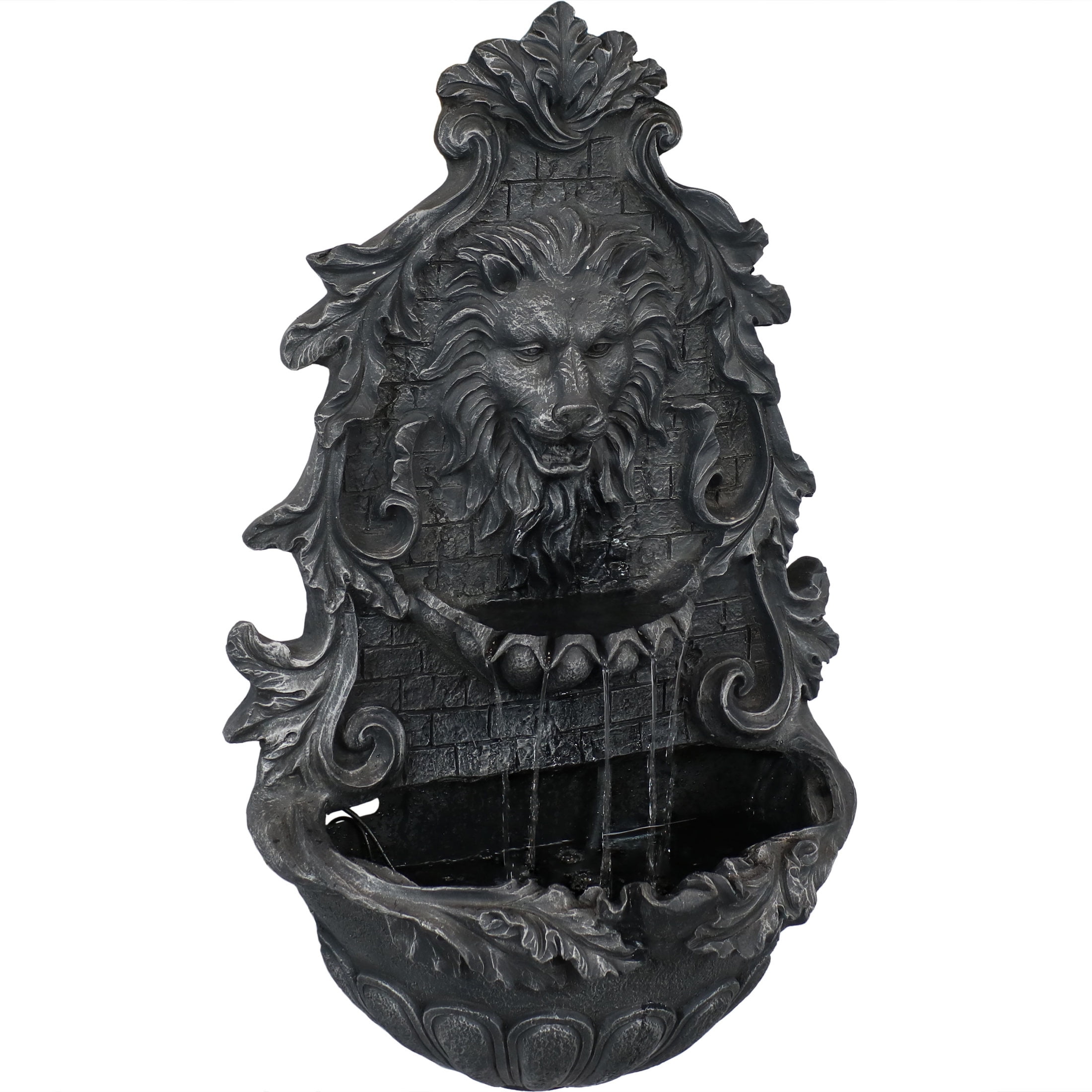 Sunnydaze Stoic Courage Polyresin Lion Head Outdoor Wall Fountain