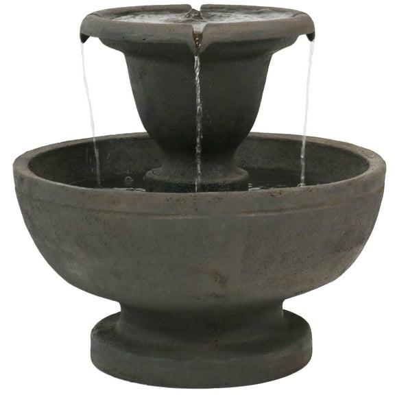 Sunnydaze Streaming Falls Modern Polyresin 2-Tier Outdoor Water Fountain
