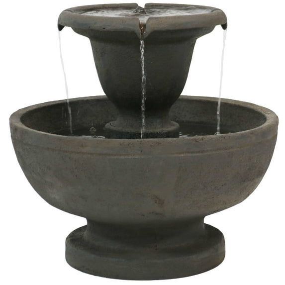 Sunnydaze Streaming Falls Modern Polyresin 2-Tier Outdoor Water Fountain