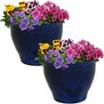 thumbnail image 1 of Sunnydaze Studio 9" x 9" x 7.5" Round Imperial Blue Ceramic Outdoor Planter 2-Count, 1 of 13