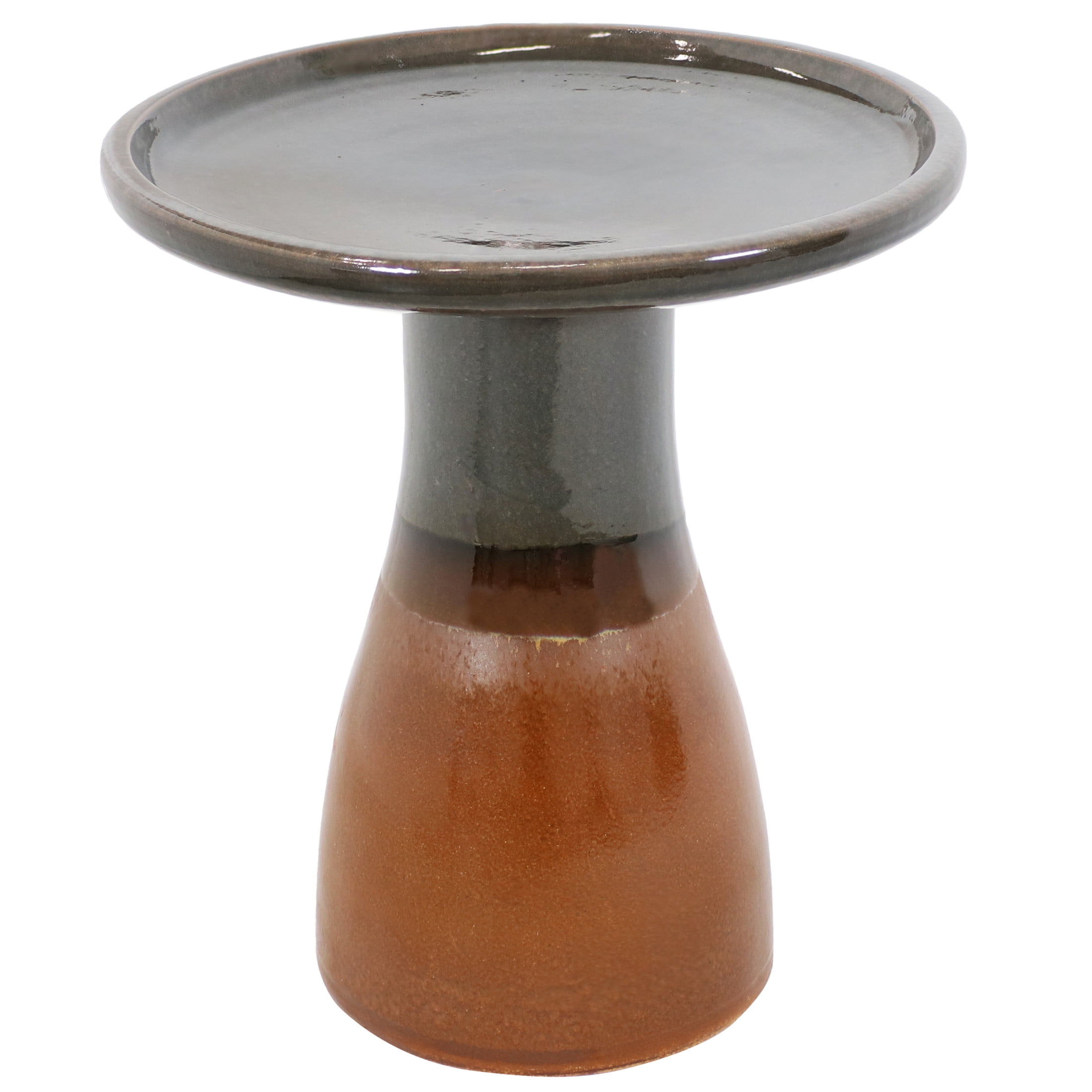 Dusty Rose Ceramic Two-Tone 21-Inch Outdoor Bird Bath