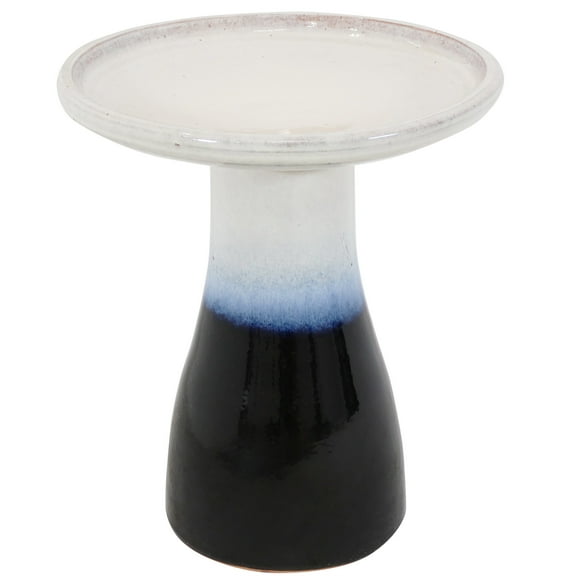 Sunnydaze Subtle Transitions Freestanding Ceramic Outdoor Bird Bath, UV-Resistant Twilight
