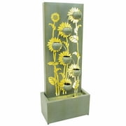 Sunnydaze Sunflower Fields Galvanized Steel Outdoor Water Fountain with Lights