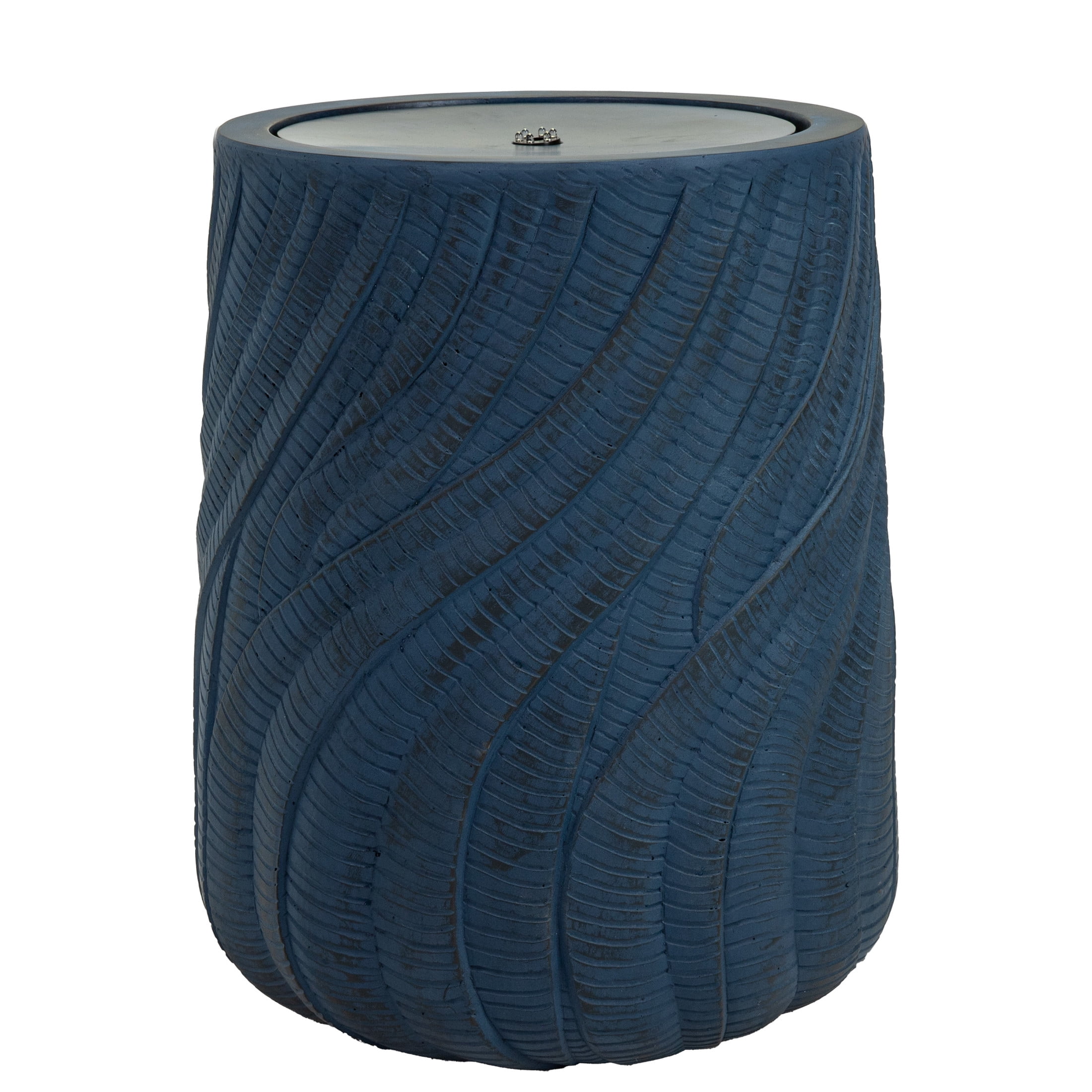 Sunnydaze Textured Spiral Blue Outdoor Bubble Fountain, LED Light