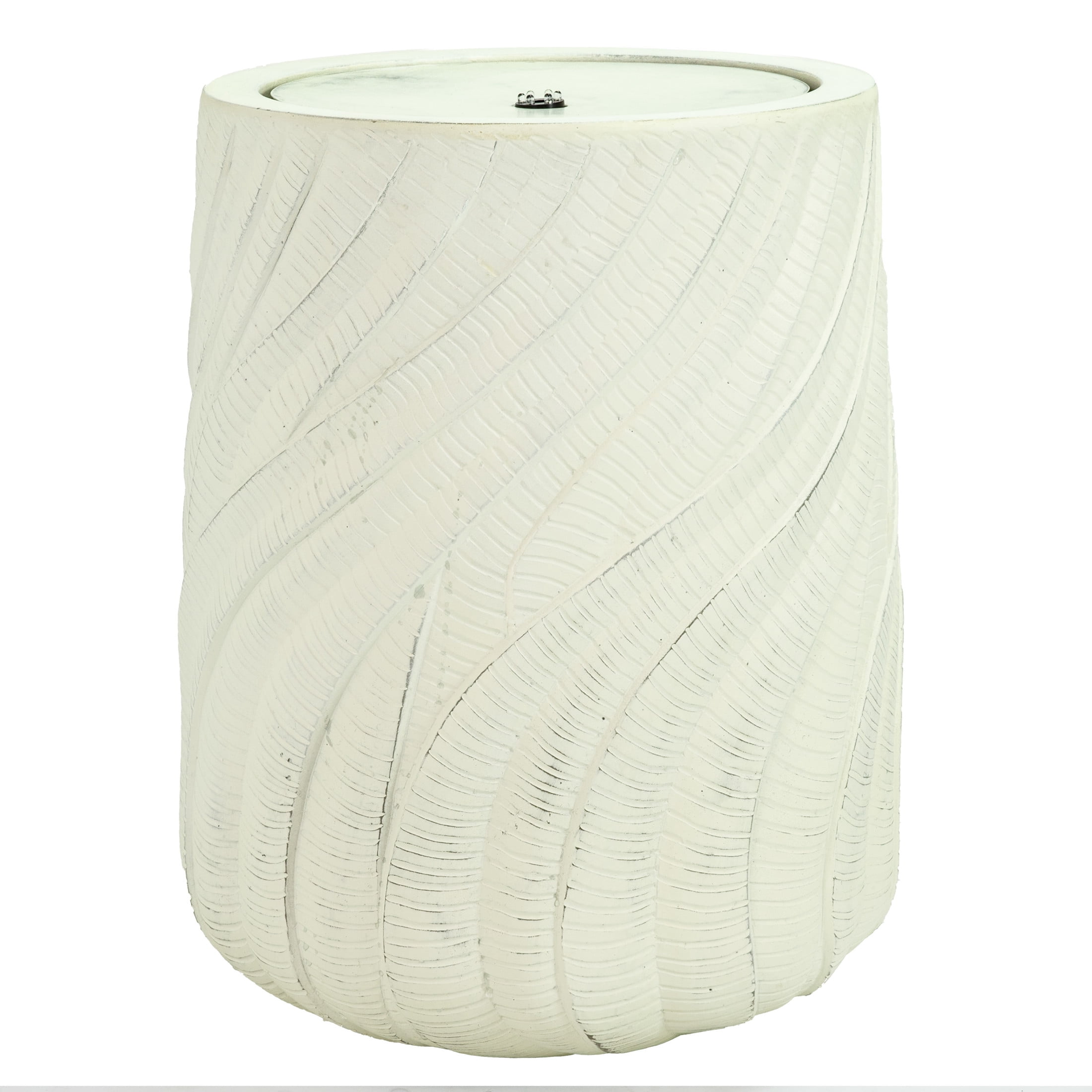 Sunnydaze Textured Spiral White Outdoor Bubble Fountain, LED Light