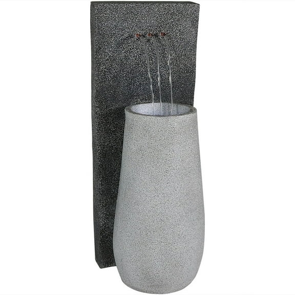 Sunnydaze Three Stream Monterno Polyresin Outdoor Water Fountain with Lights