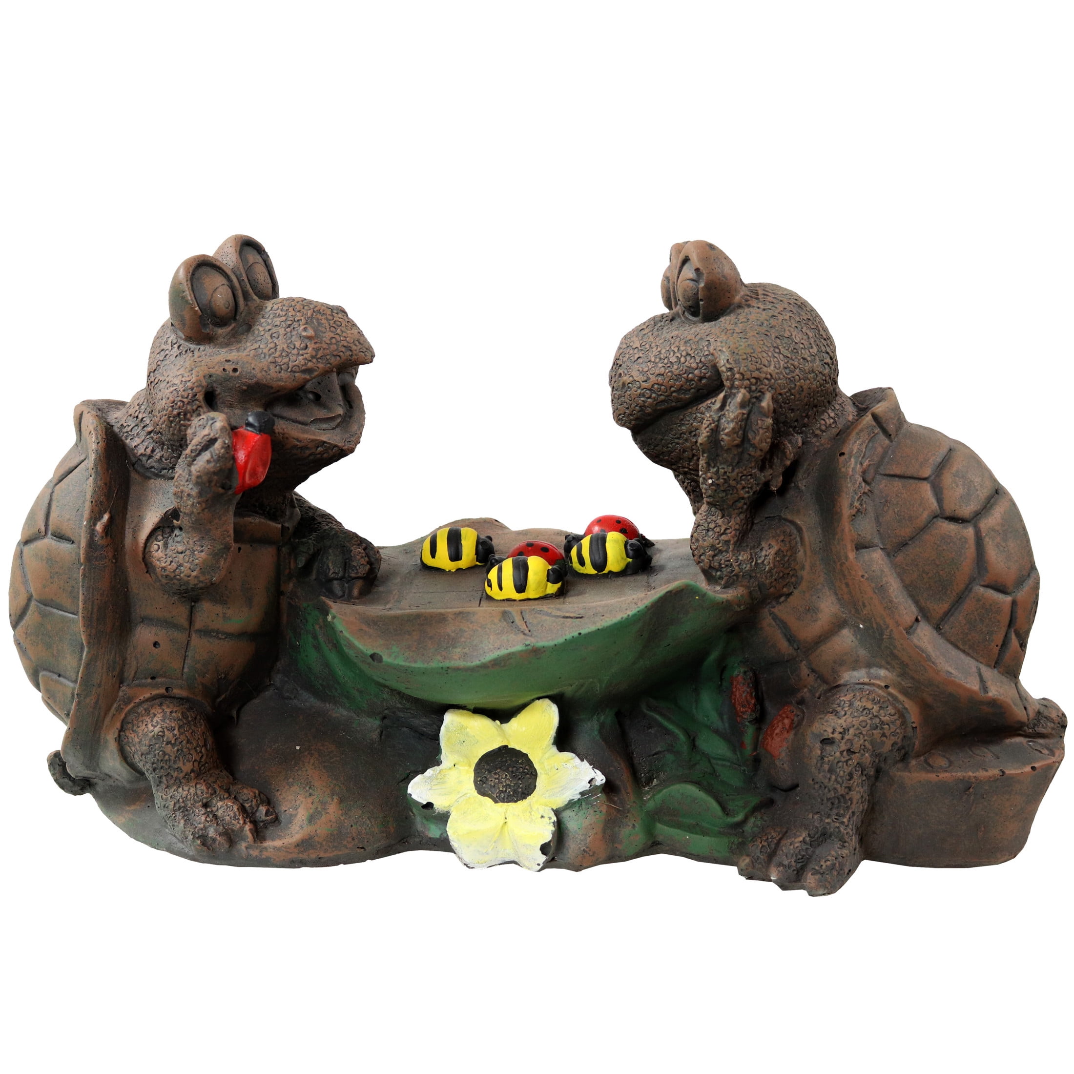 Sunnydaze 7.5-Inch Brown Concrete Turtle Tic Tac Toe Garden Statue