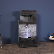 Sunnydaze Tiered Brick Modern Gray Polyresin Tabletop Fountain