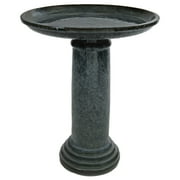 Sunnydaze Toulon Freestanding Ceramic Outdoor Bird Bath, UV-Resistant Black Mist Finish
