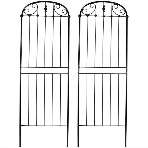 Sunnydaze Traditional 10.5" x 32" Black Steel Garden Trellis for Climbing Plants (2 Count)